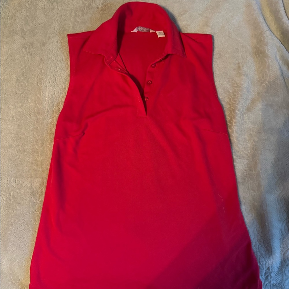 Red Sleeveless Polo Top